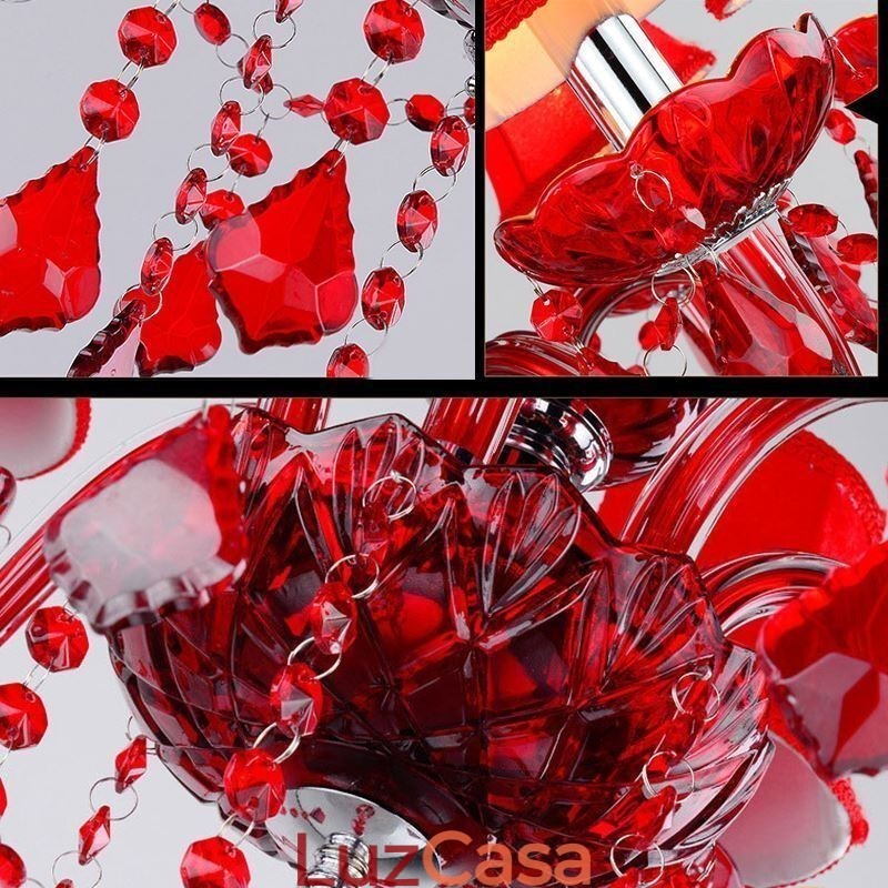 Lustre de cristal europeu vermelho cor pingente luz