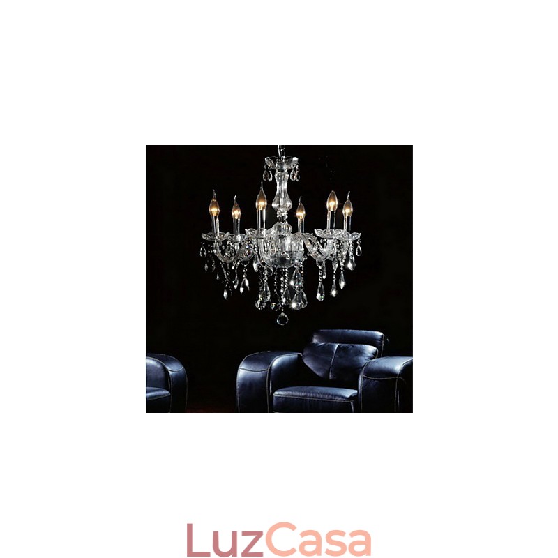 Elegante lustre de cristal com 6 luzes