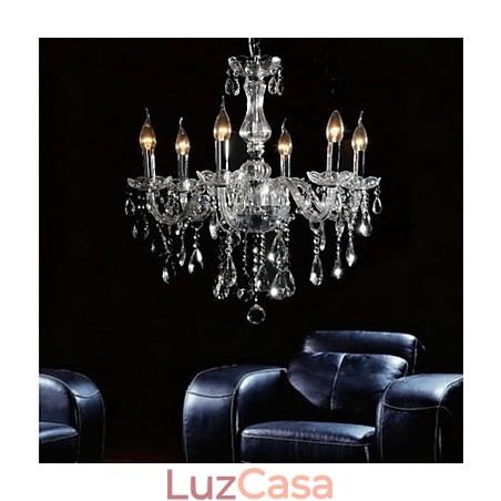 Elegante lustre de cristal com 6 luzes Elegante lustre de cristal com 6 luzes