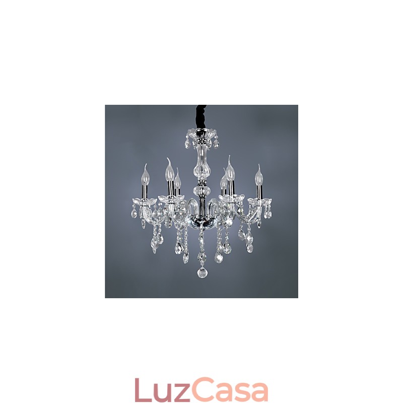 Elegante lustre de cristal com 6 luzes
