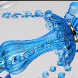 Elegante lustre de cristal europeu azul luz pendente
