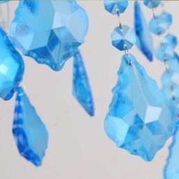 Elegante lustre de cristal europeu azul luz pendente