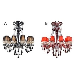 Lustre de cristal retrô europeu preto pingente luz