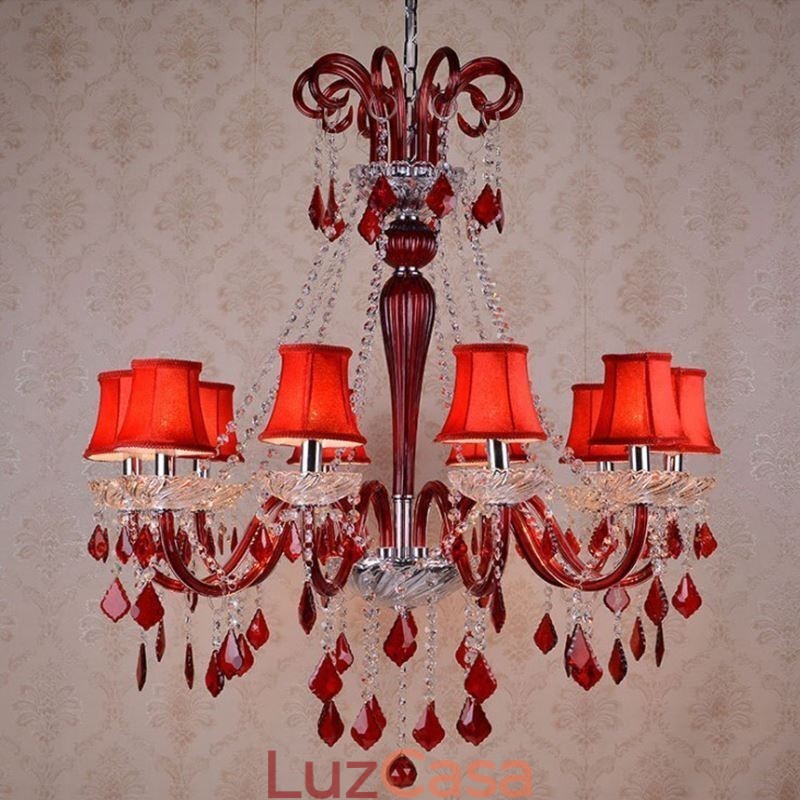 Lustre de cristal retrô europeu preto pingente luz