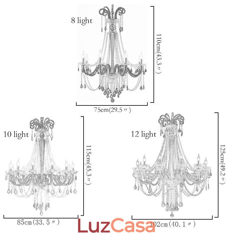 Lustre de cristal europeu elegante luz pendente