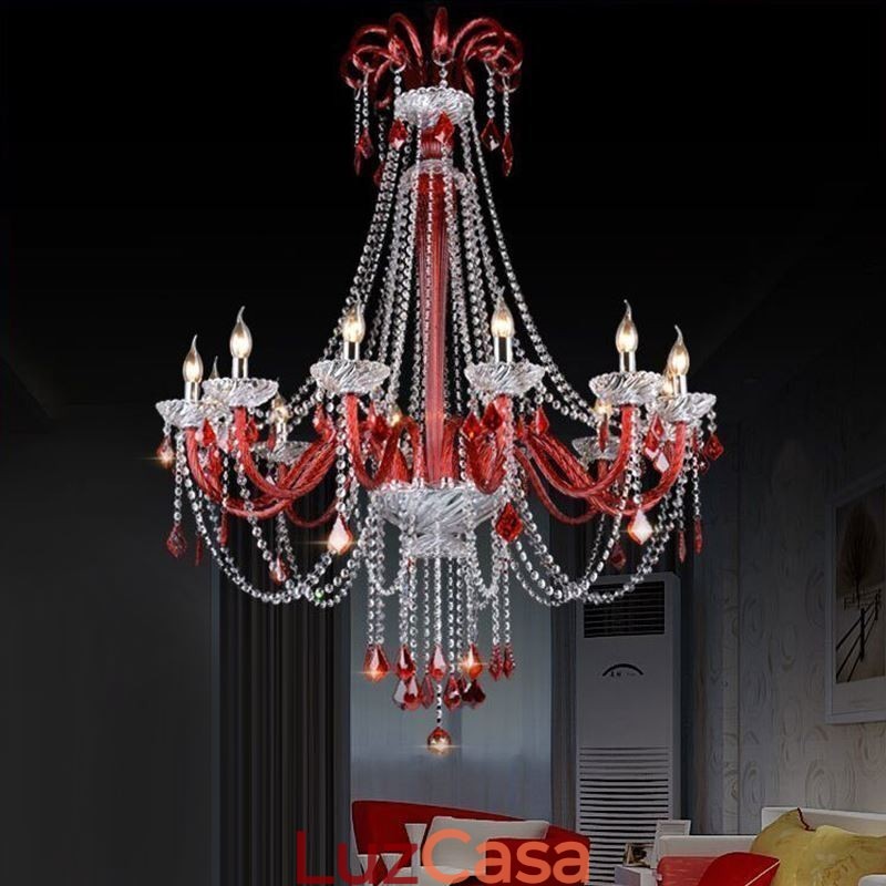 Lustre de cristal europeu elegante luz pendente