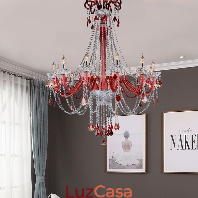Lustre de cristal europeu elegante luz pendente
