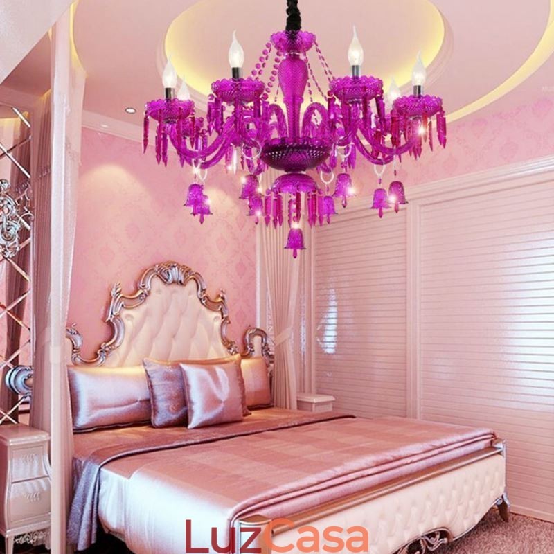 Lustre de cristal europeu com pingente de vidro e sinos