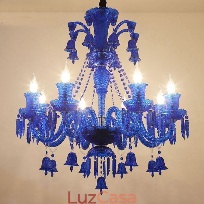 Lustre de cristal europeu com pingente de sinos e luzes de teto