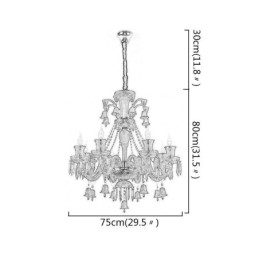 Lustre de cristal europeu com pingente de sinos e luzes de teto