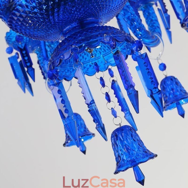 Lustre de cristal europeu com pingente de sinos e luzes de teto
