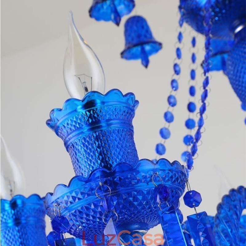 Lustre de cristal europeu com pingente de sinos e luzes de teto