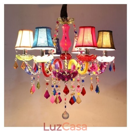 Grande lustre de cristal colorido europeu pendente Grande lustre de cristal colorido europeu pendente
