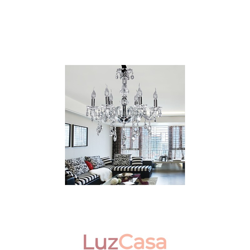 Elegante lustre de cristal com 6 luzes