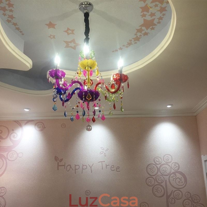 Grande lustre de cristal colorido europeu pendente