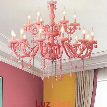 Elegante lustre de cristal europeu grande luz pendente Elegante lustre de cristal europeu grande luz pendente