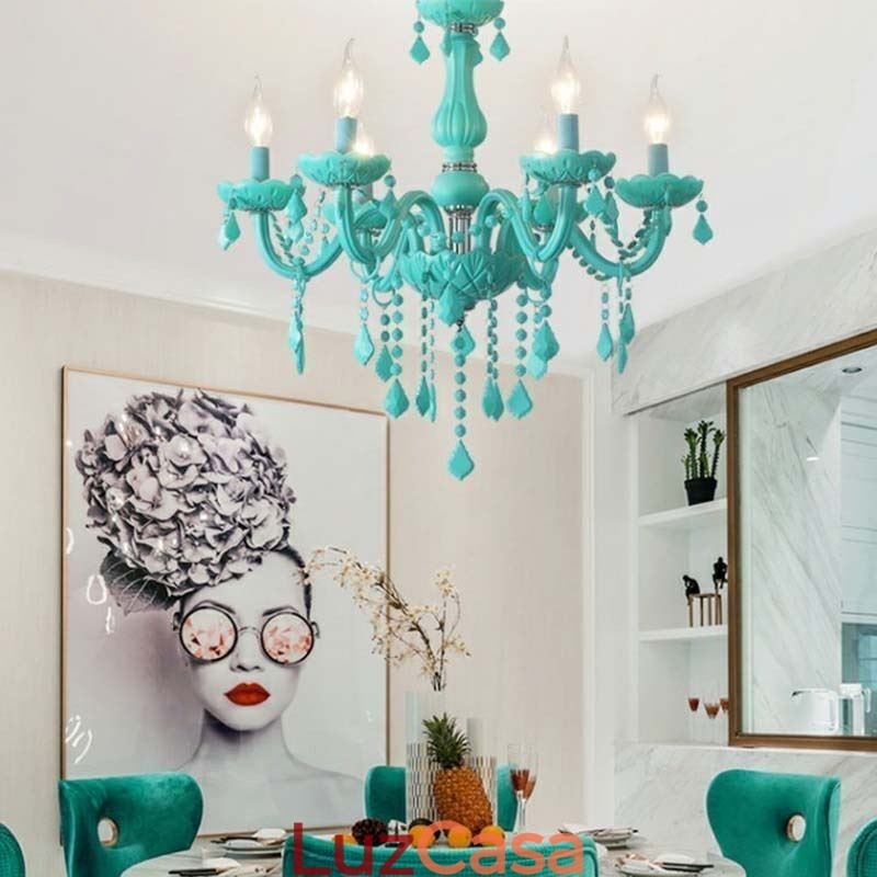 Elegante lustre de cristal europeu grande luz pendente