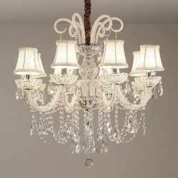 Elegante lustre de cristal europeu cor branca luz pendente