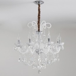 Elegante lustre de cristal europeu cor branca luz pendente