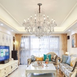 Elegante lustre de cristal europeu cor branca luz pendente