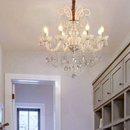 Elegante lustre de cristal europeu cor branca luz pendente