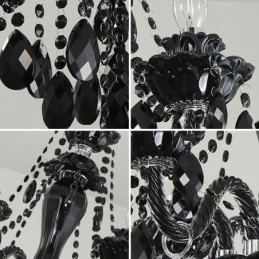 Lustre de Cristal de Luxo Europeu Preto 10 Luzes