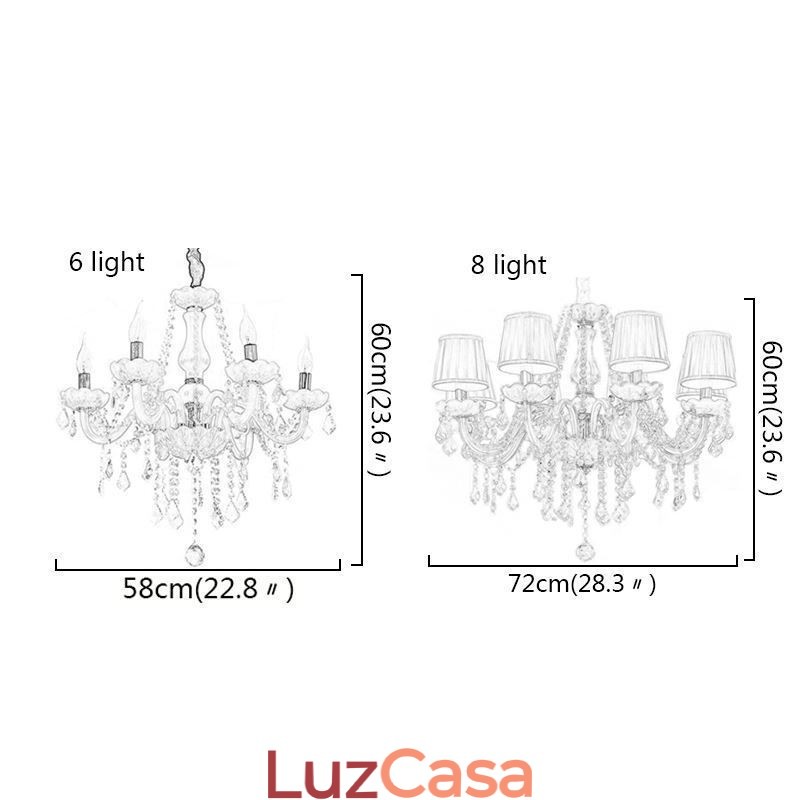 Lustre de cristal criativo europeu elegante luz pendente