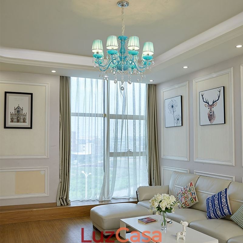 Lustre de cristal criativo europeu elegante luz pendente