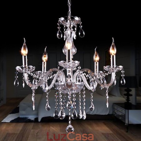 Lustre de cristal elegante moderno europeu pingente de luz Lustre de cristal elegante moderno europeu pingente de luz
