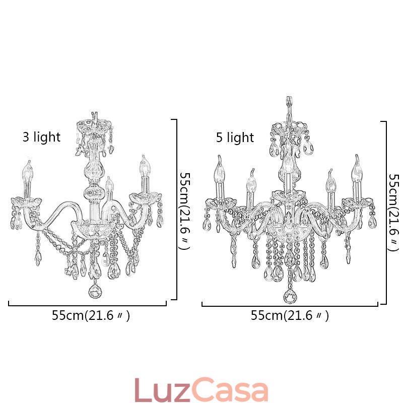 Lustre de cristal elegante moderno europeu pingente de luz