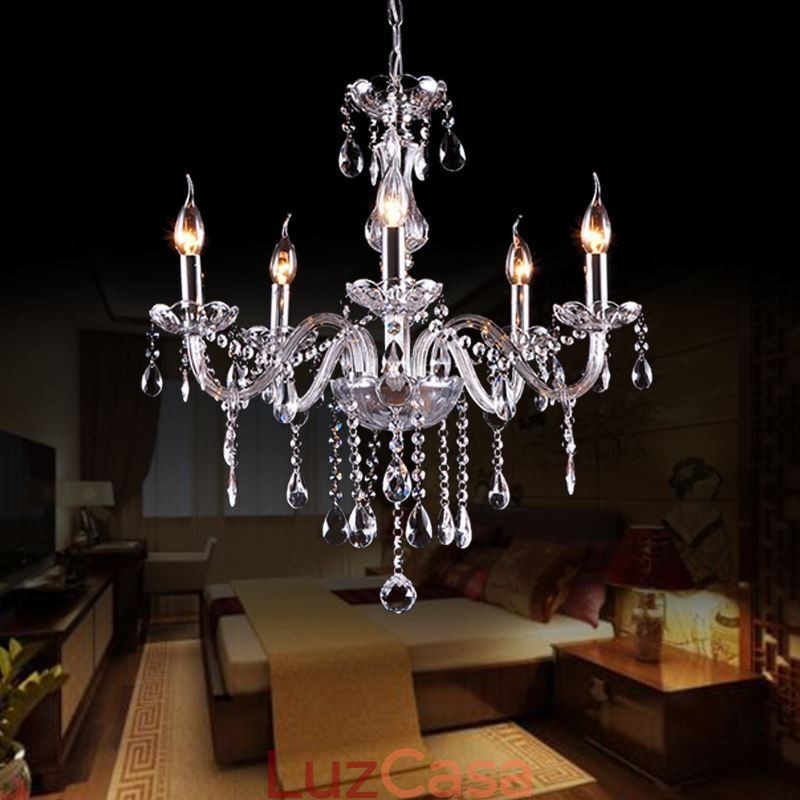 Lustre de cristal elegante moderno europeu pingente de luz