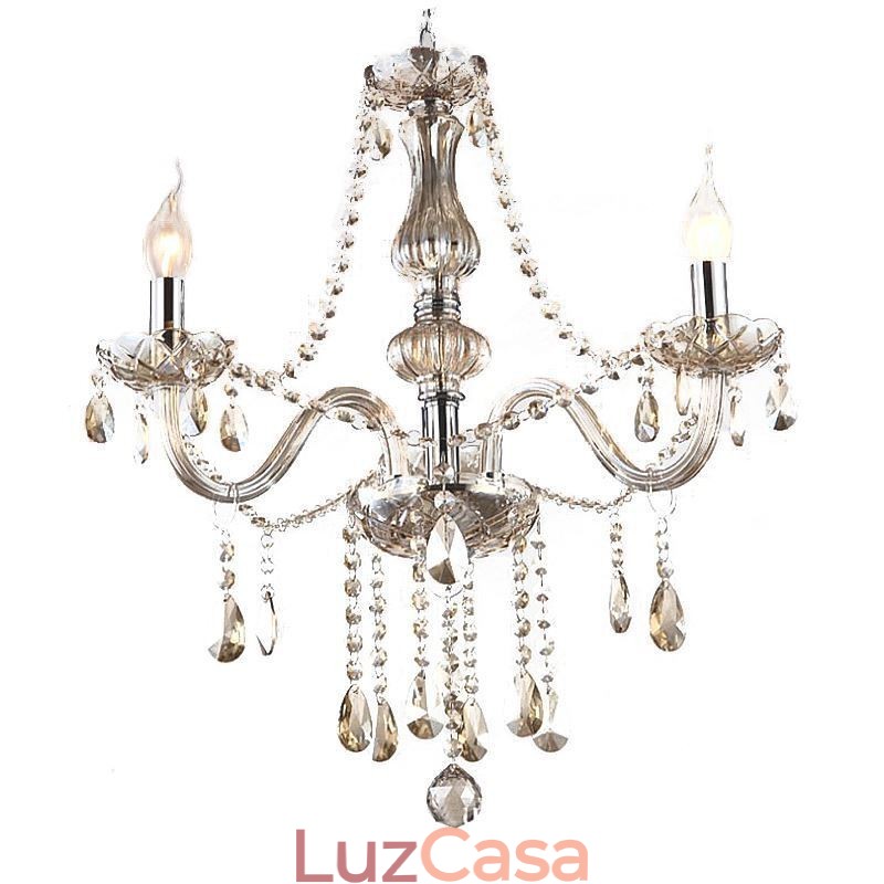 Lustre de cristal europeu cor conhaque vidro pingente luz