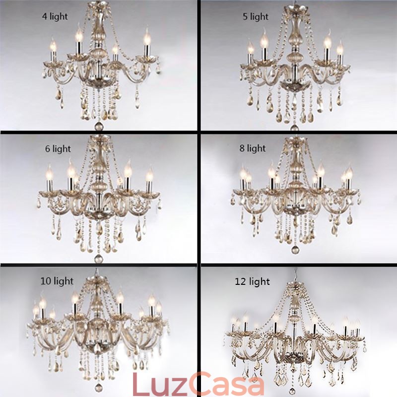 Lustre de cristal europeu cor conhaque vidro pingente luz