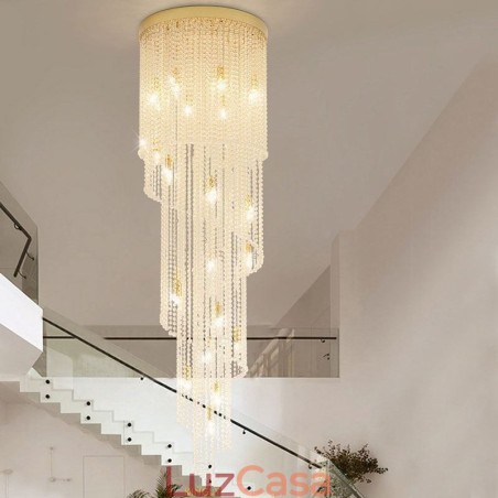 Lustre de cristal moderno, escada de luxo, luz de teto de cristal com 19 luzes Lustre de cristal moderno, escada de luxo, luz de teto de cristal com 19 luzes