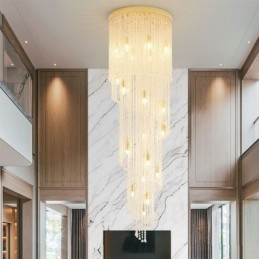 Lustre de cristal moderno, escada de luxo, luz de teto de cristal com 19 luzes