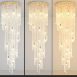 Lustre de cristal moderno, escada de luxo, luz de teto de cristal com 19 luzes