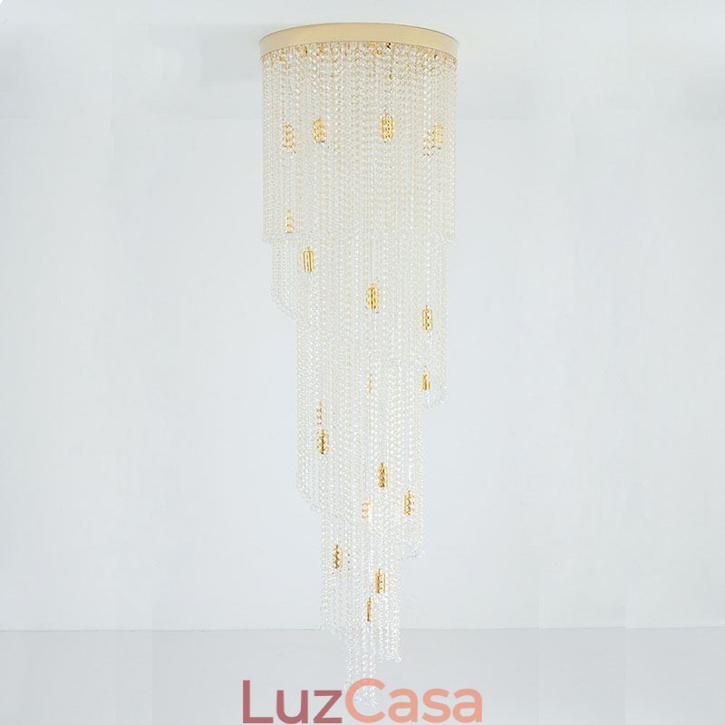 Lustre de cristal moderno, escada de luxo, luz de teto de cristal com 19 luzes