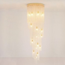 Lustre de cristal moderno, escada de luxo, luz de teto de cristal com 19 luzes