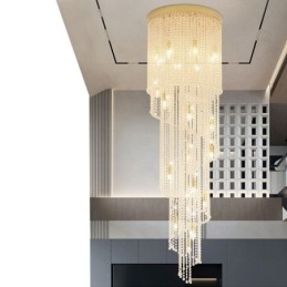 Lustre de cristal moderno, escada de luxo, luz de teto de cristal com 19 luzes