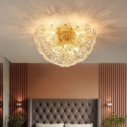 Luminária de teto em forma de flor decorativa moderna de vidro semicircular embutida