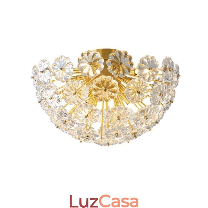 Luminária de teto em forma de flor decorativa moderna de vidro semicircular embutida