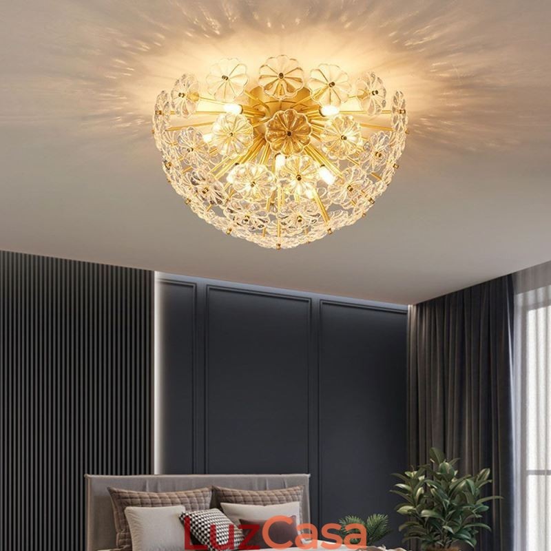 Luminária de teto em forma de flor decorativa moderna de vidro semicircular embutida