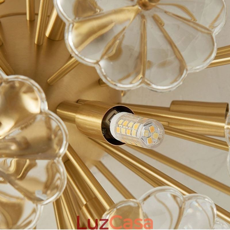 Luminária de teto em forma de flor decorativa moderna de vidro semicircular embutida