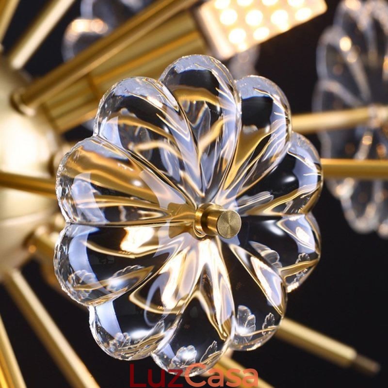 Luminária de teto em forma de flor decorativa moderna de vidro semicircular embutida