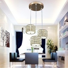 Luminária pendente de cristal com 3 luzes, droplight