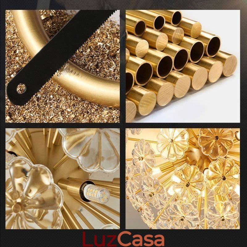 Luminária de teto em forma de flor decorativa moderna de vidro semicircular embutida