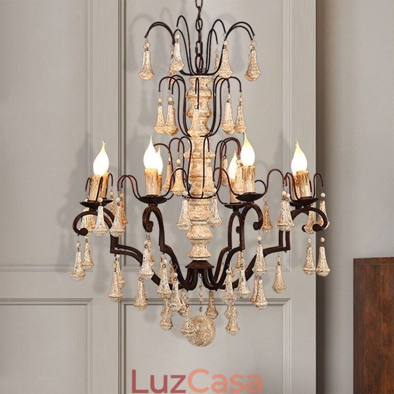 Lustre Pendente de Madeira Estilo Retro Elegante