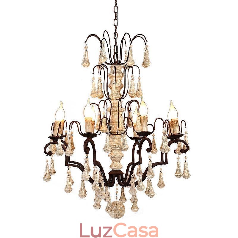 Lustre Pendente de Madeira Estilo Retro Elegante