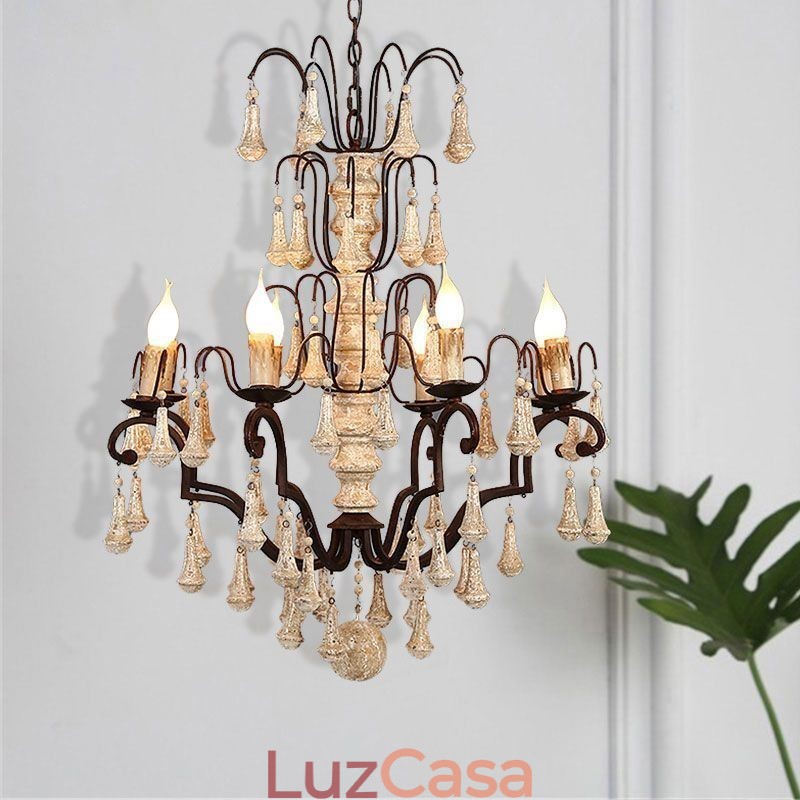 Lustre Pendente de Madeira Estilo Retro Elegante
