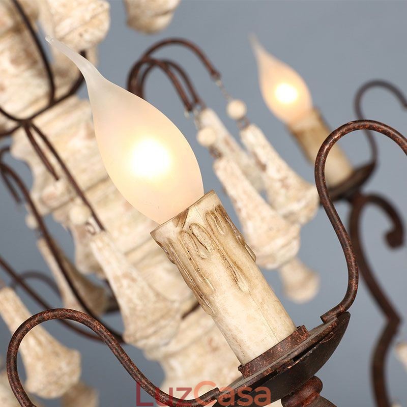 Lustre Pendente de Madeira Estilo Retro Elegante